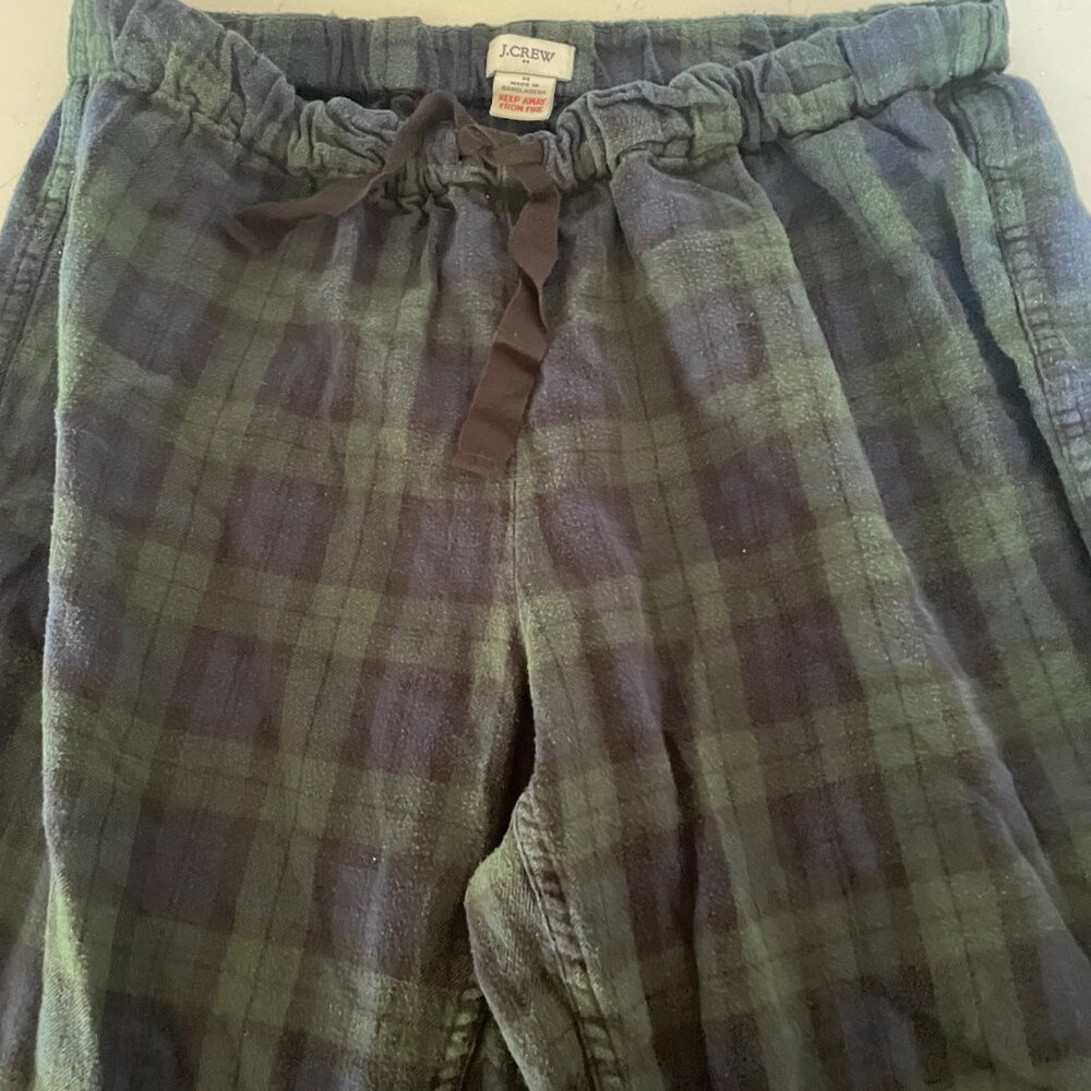 J. Crew Factory Plaid Flannel Pajama Pants in Green and Navy, Size Medium - Picture 2 of 4